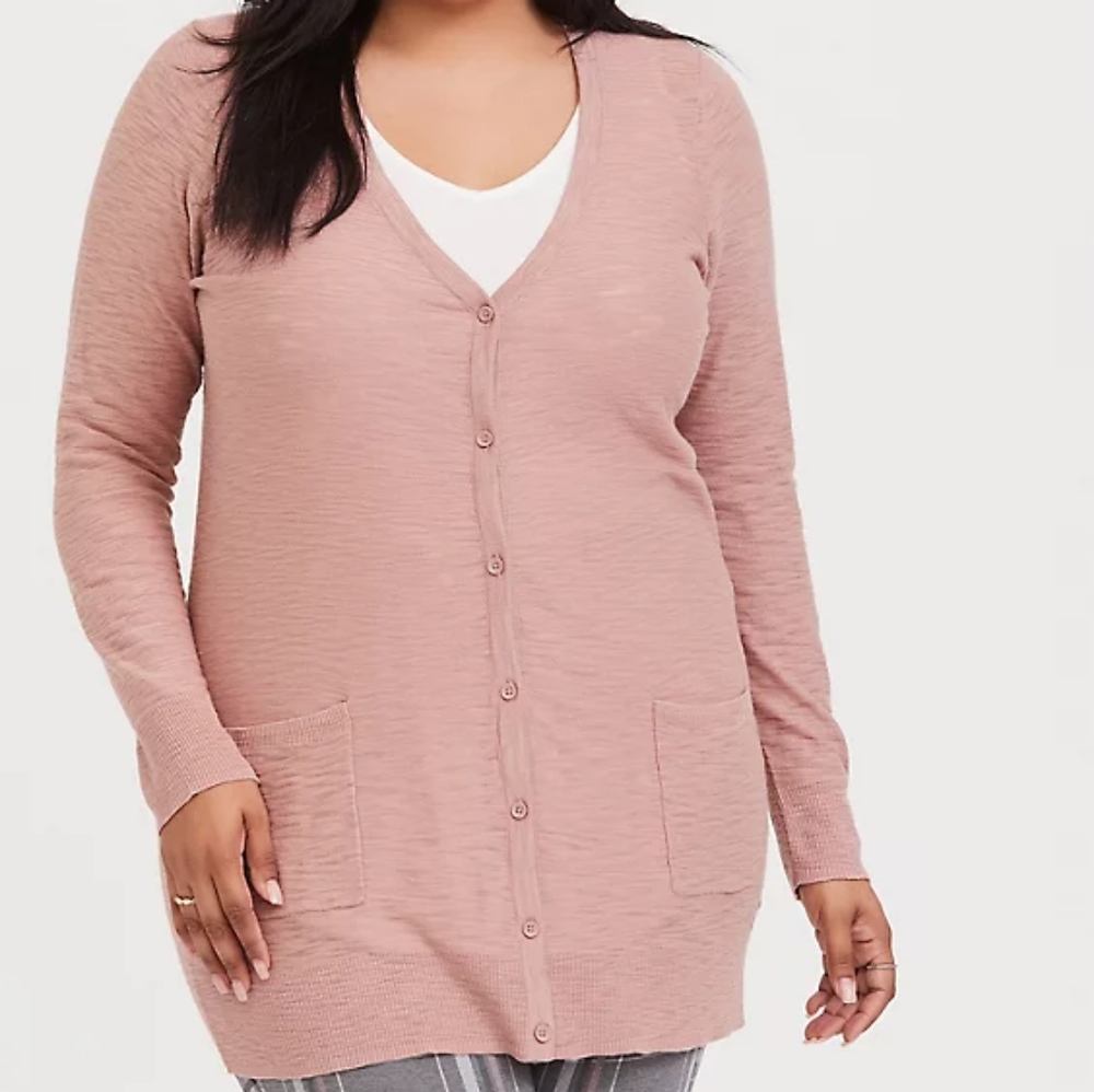 Torrid Slub Boyfriend Cardigan Button-front Sweater